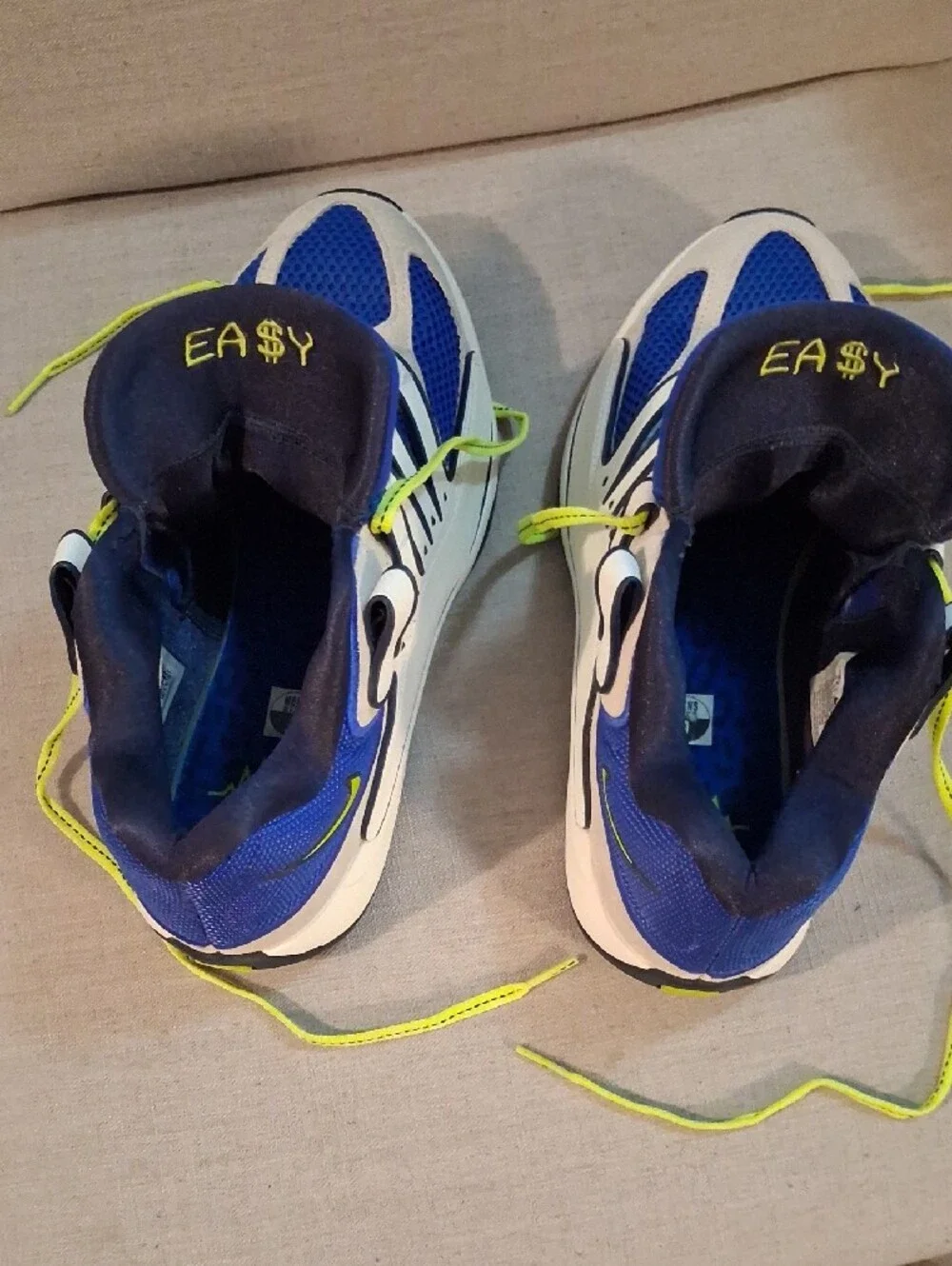 Nike Blue and Volt Low-Top Athletic Sneakers